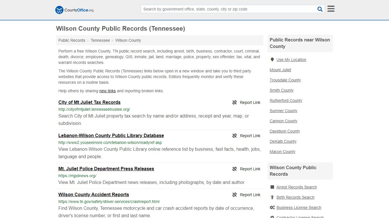 Public Records - Wilson County, TN (Business, Criminal ...